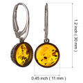 Sterling Silver and Baltic Amber French Leverback  Round Honey Amber Earrings