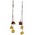 Sterling Silver and Baltic  Leverback  Cherry Honey Amber Dangling Earrings