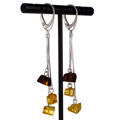 Sterling Silver and Baltic  Leverback  Cherry Honey Amber Dangling Earrings
