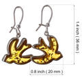 Sterling Silver and Baltic Amber Kidney Hook Honey Amber Swallow Earrings