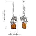 Sterling Silver and Baltic Honey Amber Leverback Dangling Earrings "Roses"