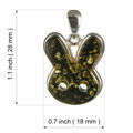 Sterling Silver Green Baltic Amber Bunny Pendant