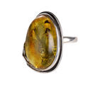 Hand Made Sterling Silver and Baltic Light Honey  Amber Ring; Size 8