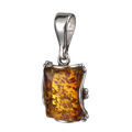 Sterling Silver Baltic Honey Rectangle Amber Pendant