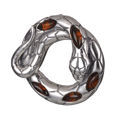 Sterling Silver and Baltic Honey Amber Curled Snake Pendant