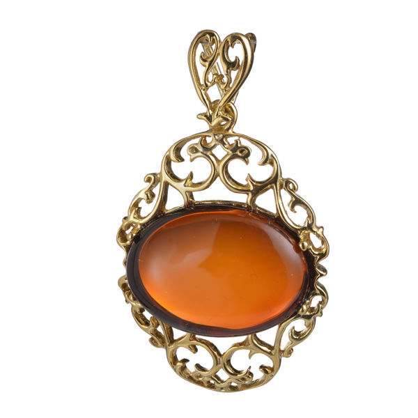 Gold Plated 925 Sterling Silver Baltic Cherry Amber Pendant