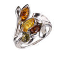Sterling Silver and Baltic Multicolored Amber Ring "Layla"