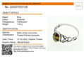 Laboratory certificate shown with sterling silver green Baltic amber Celtic knot sring