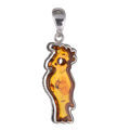 Sterling Silver Honey Baltic Amber Parrot Pendant