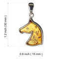 Sterling Silver Honey Baltic Amber Horse Pendant