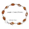 Gemma GIA certified Baltic honey amber bracelet in 925 sterling silver showing 7 inch length and 0.26 inch oval amber stone size with lobster clasp, handmade Polish amber jewelry