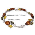 Sterling Silver Multi-Colored Baltic Amber Bracelet "April", Amber Jewelry Collection