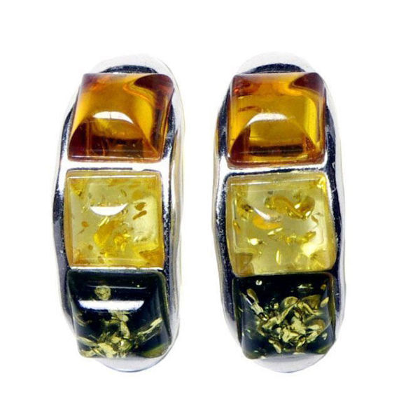 Sterling Silver and Baltic Multicolored Amber Earrings "Mila"