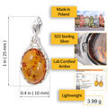 Sterling Silver Baltic Honey Oval Amber Earrings