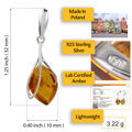 Sterling Silver and Baltic Honey Amber Earrings "Nadia"