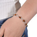Sterling Silver and Baltic Honey Pear-Shaped Amber Bracelet