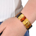Multicolored Flat Rectangular Amber Bracelet