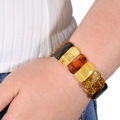 Multicolored Flat Rectangular Baltic Amber Bracelet, Amber Jewelry Collection