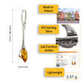 Sterling Silver and Baltic Honey Amber Dangling Earrings "Angela"