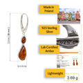 Sterling Silver and Baltic Honey Amber French Lever Back Earrings "Samara"