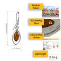 Sterling Silver and Baltic Honey Amber Earrings "Patricia"