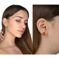 GIA Certified Sterling Silver and Baltic Honey Amber Stud Earrings "Monique"