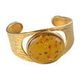 Hand Made Gold Plated Sterling Silver and Baltic Honey Amber Cuff Bracelet