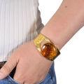 Hand Made Gold Plated Sterling Silver and Honey Cuff Baltic  Amber  Bracelet, Amber Jewelry Collection