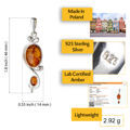Amber Jewelry - Sterling Silver and Baltic Honey Amber Pendant "Chloe"