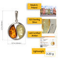 Sterling Silver and Baltic Honey and Lemon Amber Pendant