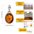 Sterling Silver and Baltic Honey Oval Amber Pendant