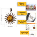 Sterling Silver and Baltic Amber Sun Pendant (Medium)