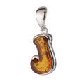 Sterling Silver and Baltic Amber J Initial Pendant Necklace