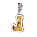 Sterling Silver and Baltic Amber L Initial Pendant Necklace