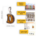 Sterling Silver and Baltic Amber D Initial Pendant Necklace