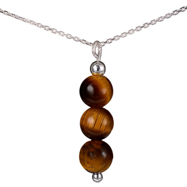 Tiger Eye Jewelry - Tiger Eye Necklaces for Women - Tiger Eye Beads(natural) Necklace Pendant, Includes Italian Sterling Silver Chain. Handmade in the USA