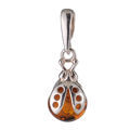 Sterling Silver and Baltic Honey Amber Ladybug Pendant