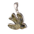 Sterling Silver Green Baltic Amber Swallow Pendant