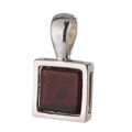 Sterling Silver and Baltic Honey Amber Square Pendant