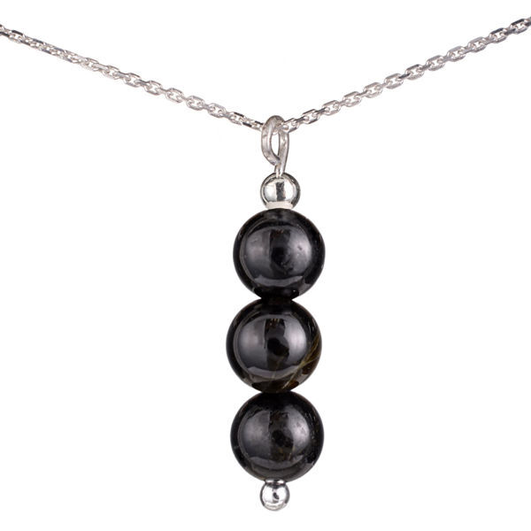 Black Tourmaline Jewelry - Black Tourmaline Necklaces for Women - Black Tourmaline Beads (natural) Necklace Pendant, Includes Italian Sterling Silver Chain. Handmade in the USA