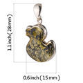 Sterling Silver Green Baltic Amber Duck Pendant