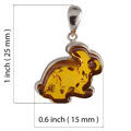 Sterling Silver Honey Baltic Amber Bunny Charm Pendant Necklace