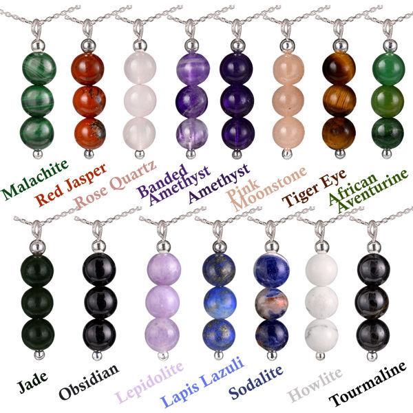 Gemstone Necklaces for Women - Gemstone Beads(natural) Necklace Pendant, Includes Italian Sterling Silver Chain. Handmade in the USA