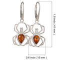Sterling Silver and Baltic Amber French Leverback  Spider Earrings