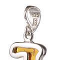 Sterling Silver and Baltic Amber E Initial Pendant Necklace