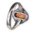 Sterling Silver Baltic Honey Amber Oval Ring