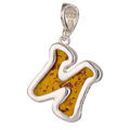 Sterling Silver and Baltic Amber N Initial Pendant Necklace