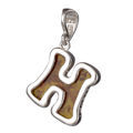 Sterling Silver and Baltic Amber H Initial Pendant Necklace