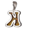 Sterling Silver and Baltic Amber K Initial Pendant Necklace