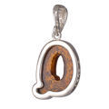 Sterling Silver and Baltic Amber Q Initial Pendant Necklace